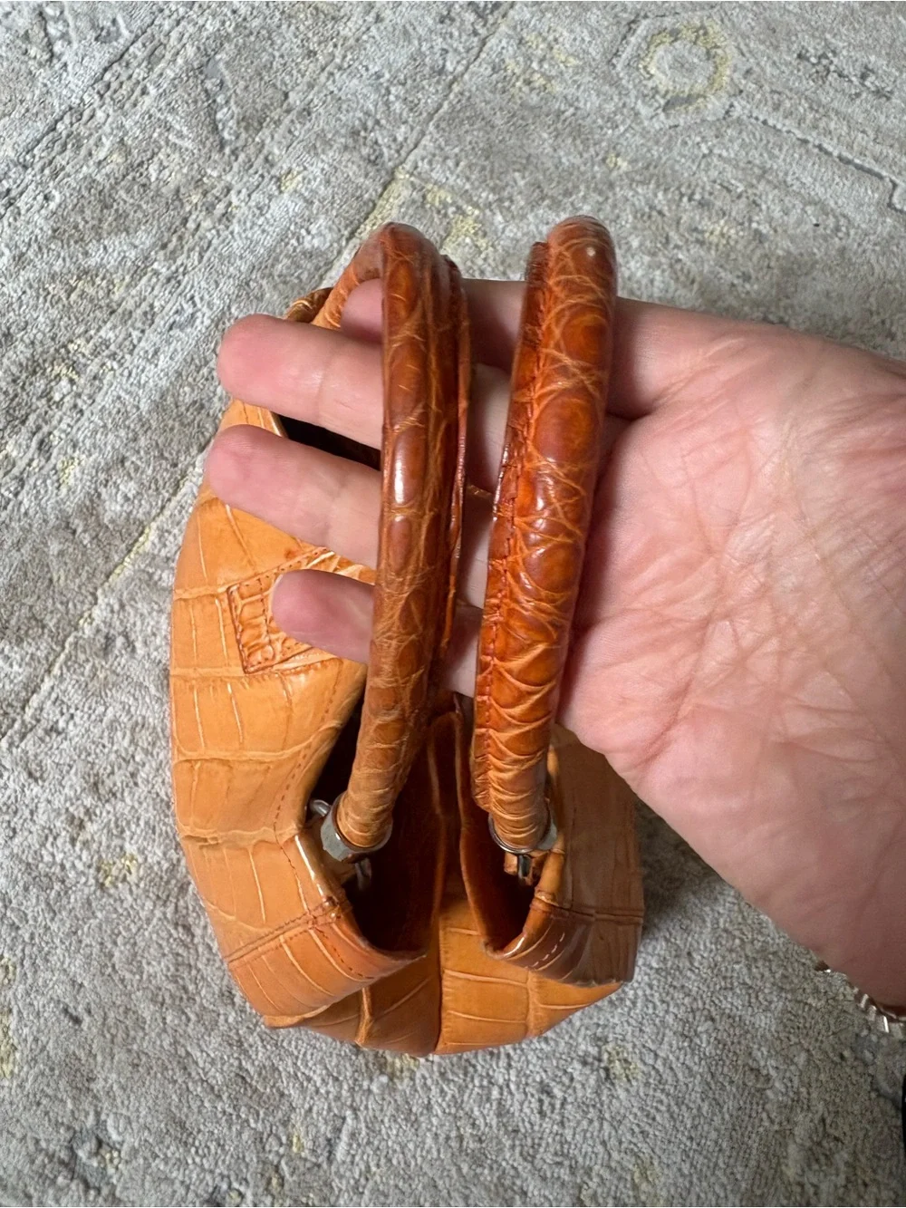Colombo Via Della Spiga Orange Crocodile Leather Bag